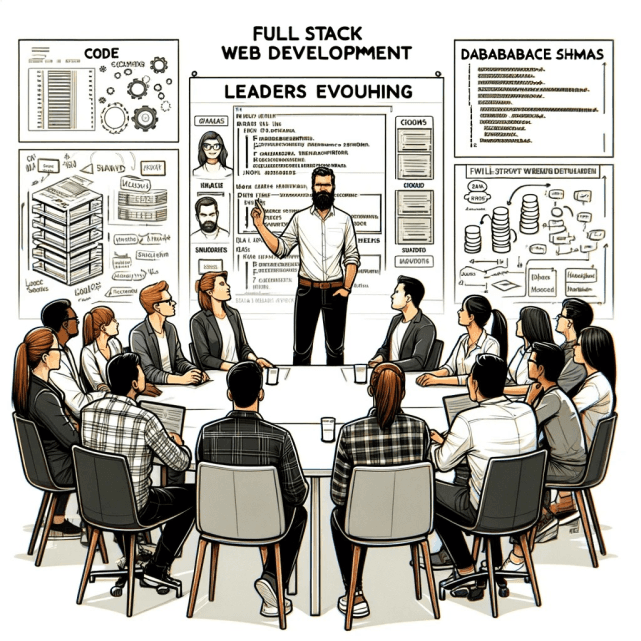 Image illustrative d'un développeur présentant le projet à ses employés